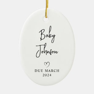 Expectant Parents Photo Baby Due 2024 Ceramic Ornament