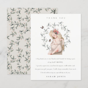 Expectant Women Foliage Baby Shower Thank You Postcard