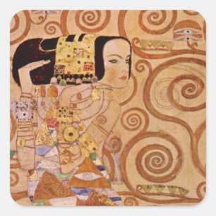 Expectation by Klimt Vintage Victorian Art Nouveau Square Sticker