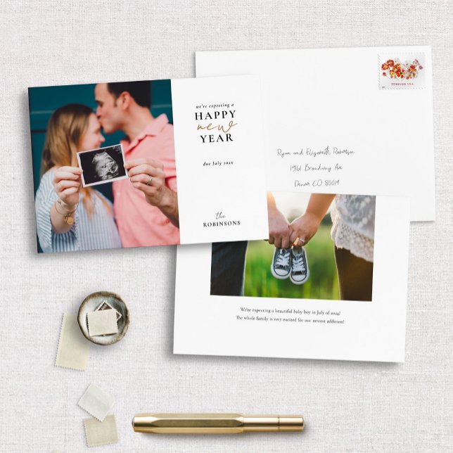 Expecting a Happy New Year Holiday Photo Card (Creator Uploaded)