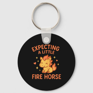 Expecting A Little Fire Horse Cute Funny Maternity Key Ring