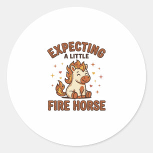 Expecting A Little Fire Horse Vintage Baby Shirt_1 Classic Round Sticker