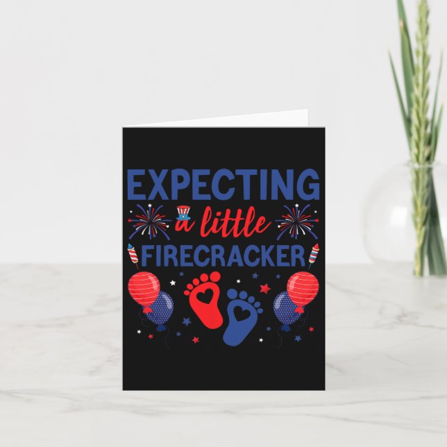 Expecting A Little Firecracker 4th Of July Pregnan Card (Front)