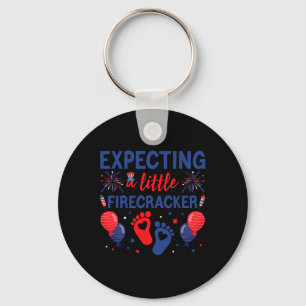 Expecting A Little Firecracker 4th Of July Pregnan Key Ring