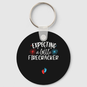 Expecting A Little Firecracker Funny 4th Of July P Key Ring