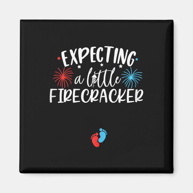 Expecting A Little Firecracker Funny 4th Of July P Magnet (Front)