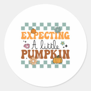 Expecting A Little Pumpkin Halloween Pregnancy Ann Classic Round Sticker