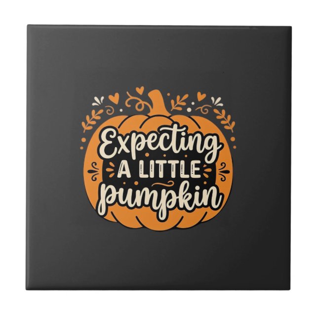 Expecting a Little Pumpkin Halloween Pregnancy Des Ceramic Tile (Front)