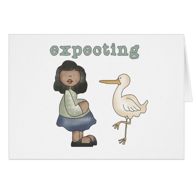 Expecting - African American Mum to Be and Stork (Front Horizontal)