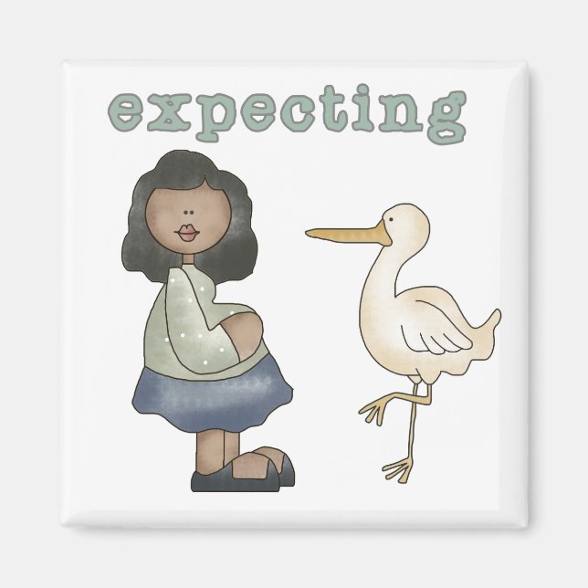 Expecting - African American Mum to Be and Stork Magnet (Front)