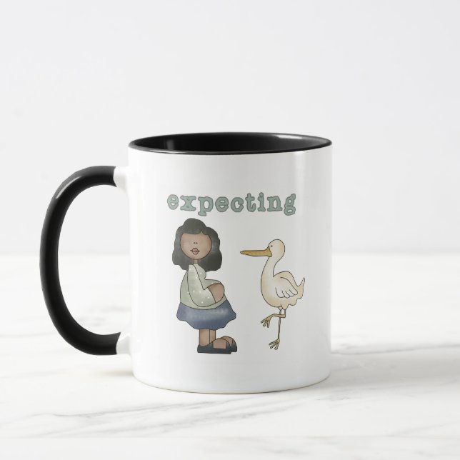 Expecting - African American Mum to Be and Stork Mug (Left)