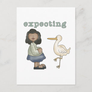 Expecting - African American Mum to Be and Stork Postcard