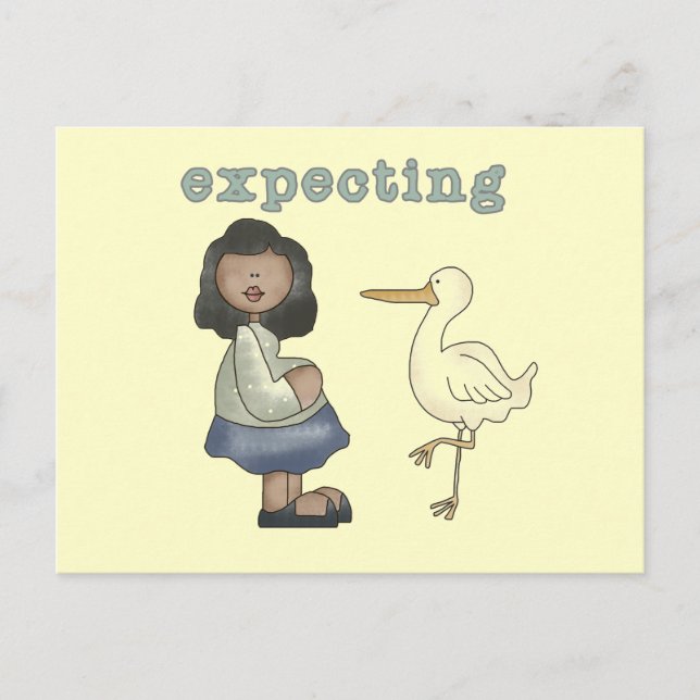 Expecting - African American Mum to Be and Stork Postcard (Front)