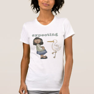 Expecting - African American Mum to Be and Stork T-Shirt