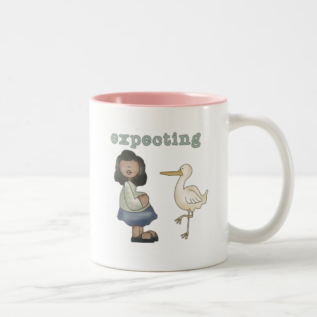Expecting - African American Mum to Be and Stork Two-Tone Coffee Mug (Right)