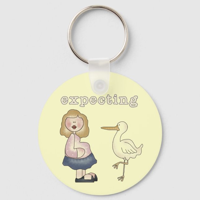 Expecting Baby - Stork Tshirts and Gifts Key Ring (Front)