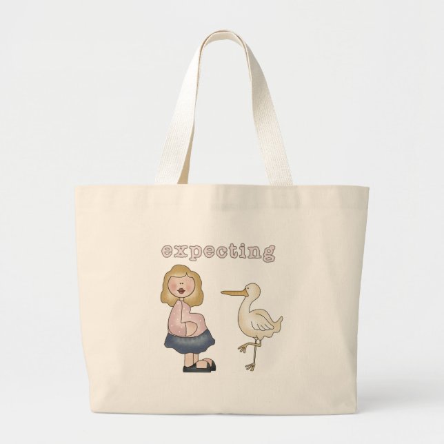 Expecting Baby - Stork Tshirts and Gifts Large Tote Bag (Front)