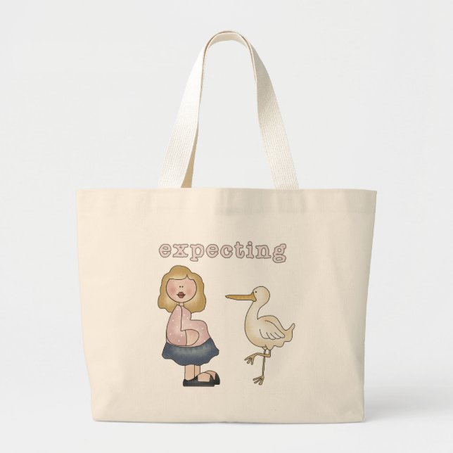 Expecting Baby - Stork Tshirts and Gifts Large Tote Bag (Front)