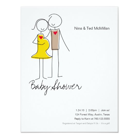Expecting Couple Baby Shower 4.25x5.5 Invitations