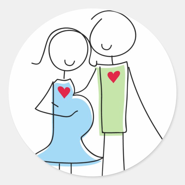 Expecting Couple Classic Round Sticker (Front)