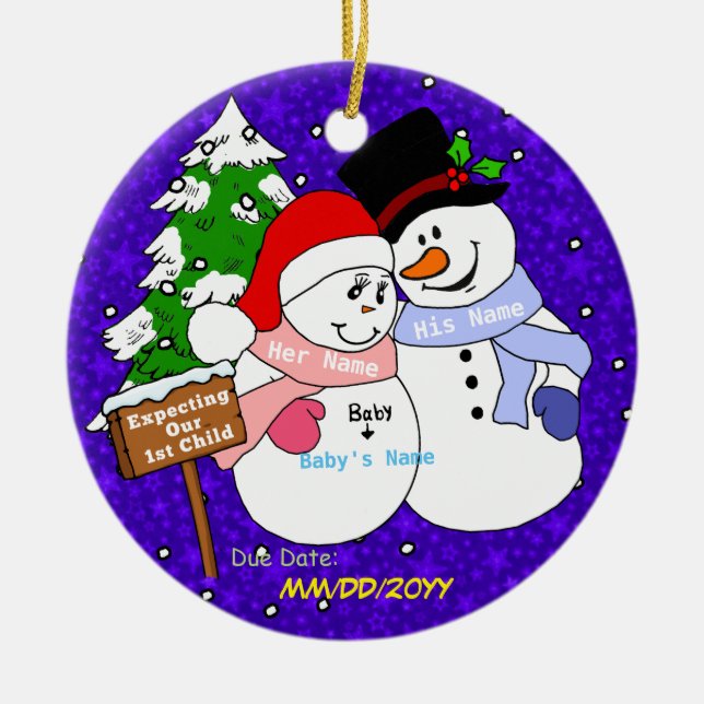 Expecting Our 1st Child Ceramic Ornament (Front)