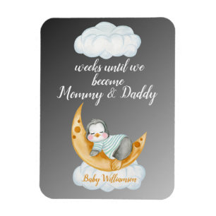 Expecting Parents Baby Countdown Penguin White Magnet