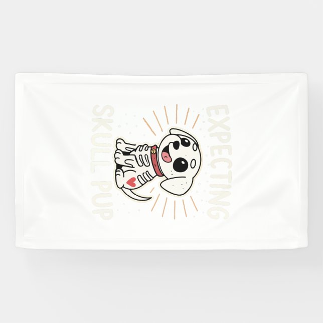 Expecting Skull Pup Halloween Banner (Horizontal)