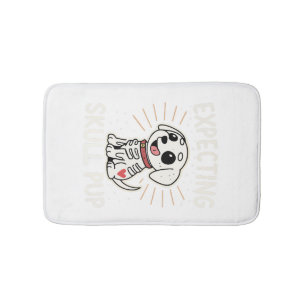 Expecting Skull Pup Halloween Bath Mat