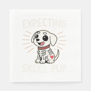 Expecting Skull Pup Halloween Napkin
