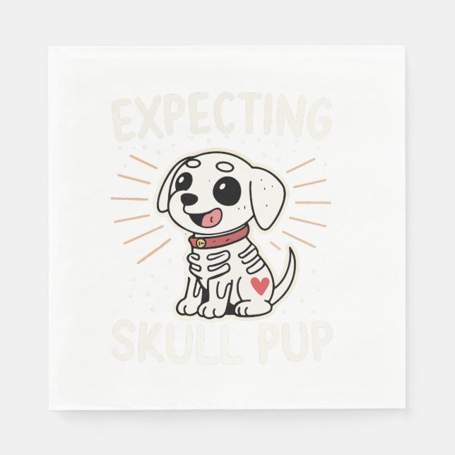 Expecting Skull Pup Halloween Napkin (Front)
