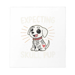 Expecting Skull Pup Halloween Notepad