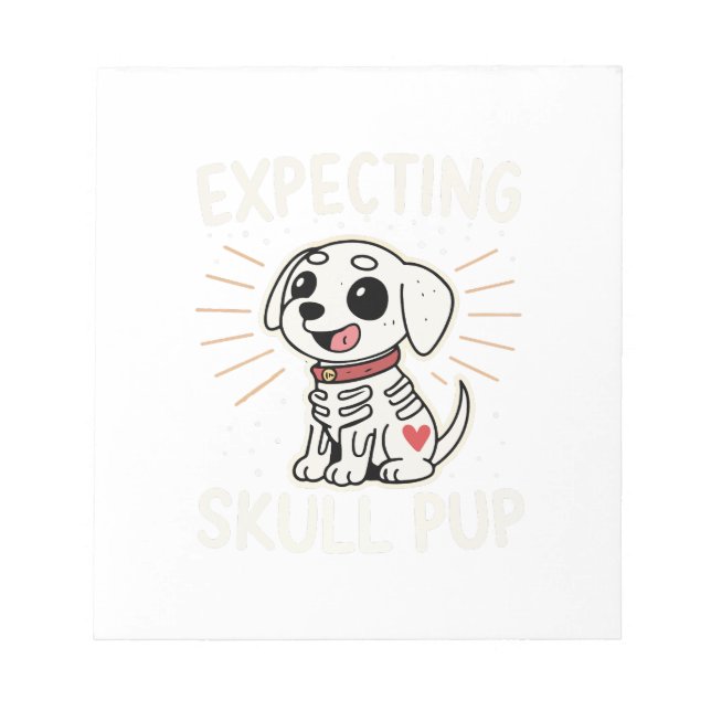Expecting Skull Pup Halloween Notepad (Front)
