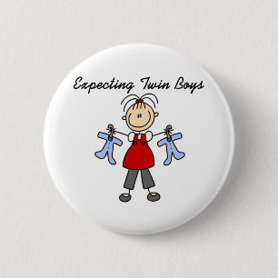 Expecting Twin Boys 6 Cm Round Badge