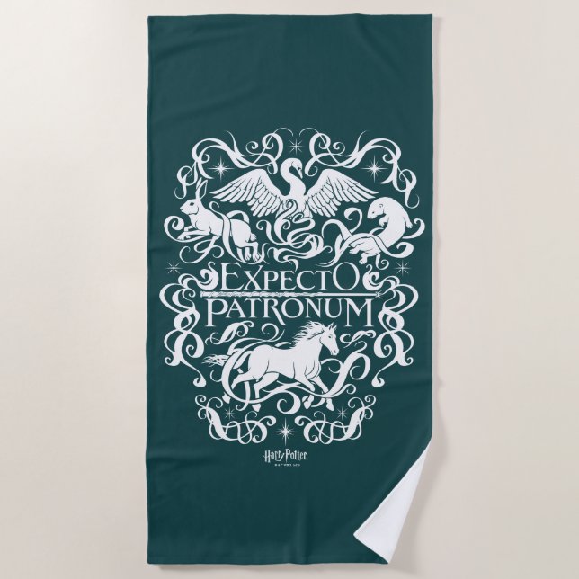 Expecto Patronum Filigree Graphic Beach Towel (Front)