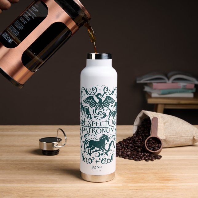 Expecto Patronum Filigree Graphic Water Bottle (Coffee)