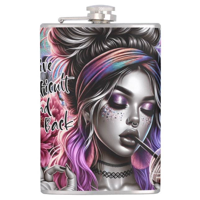Expensive difficult and talks back sassy lady boss hip flask (Front)