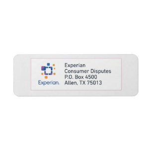 Experian Dispute Mailing Address Label Return Address Label
