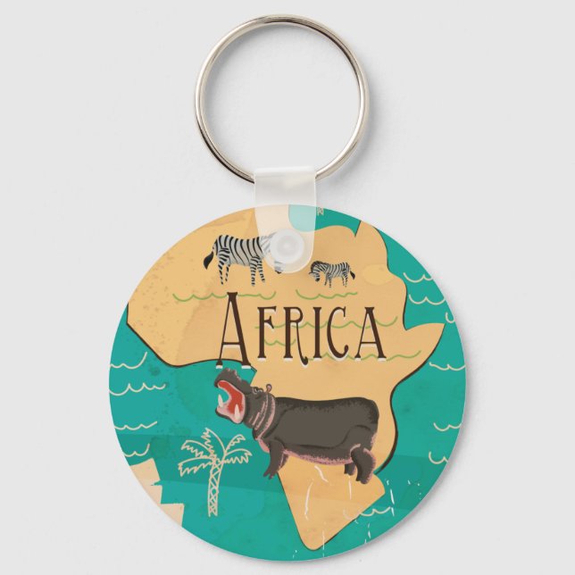 Experience Africa Vintage Travel Poster Key Ring (Front)