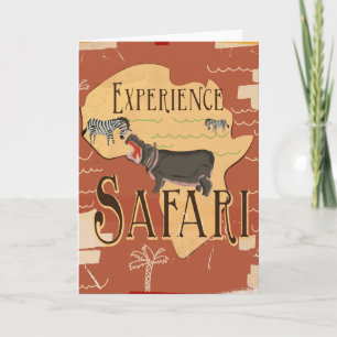 Experience African Safari Vintage Travel Poster Holiday Card