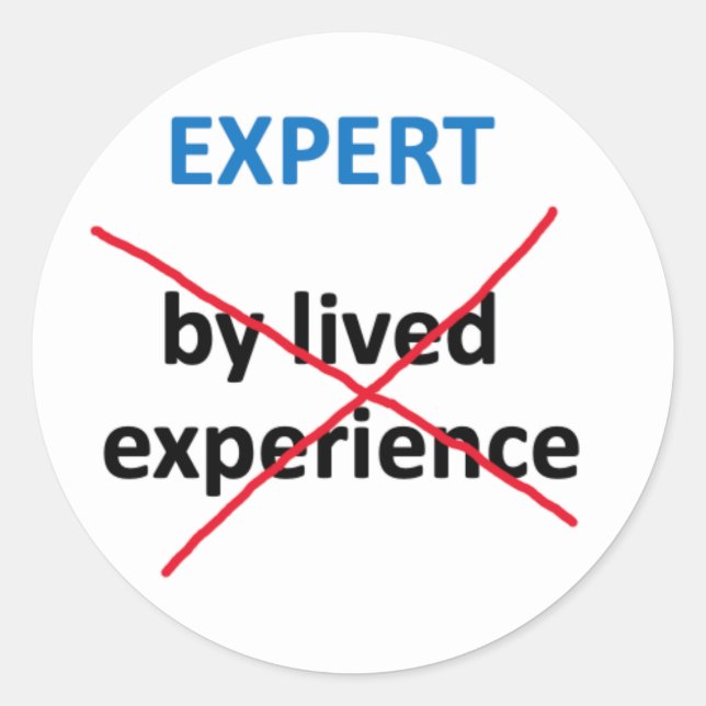 "Expert by lived experience" stickers (Front)