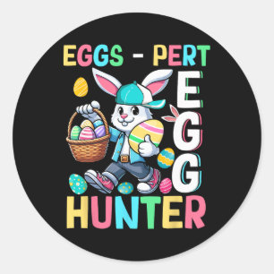 Expert Egg Funny Joke Hunter Easter Bunny Hunting Classic Round Sticker
