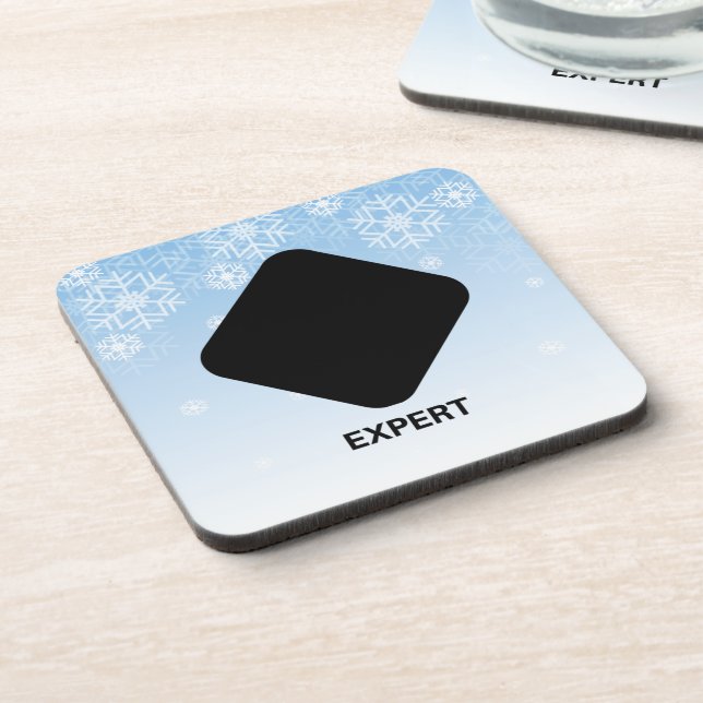 Expert Skier Black Diamond Trail Sign Coaster (Left Side)