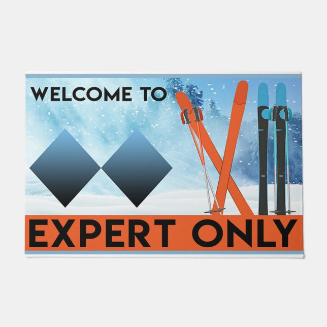 Experts Only Sign Doormat, Skiing Doormat (Front)
