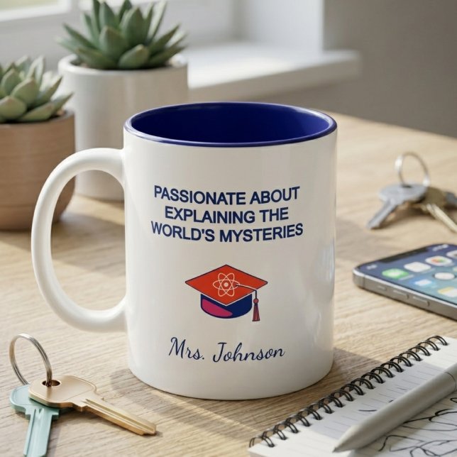 Explaining World's Mysteries: Passionate Educator Two-Tone Coffee Mug (Creator Uploaded)