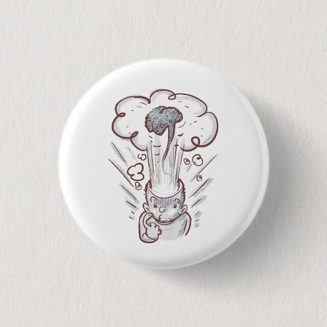 explode brain funny cartoon 3 cm round badge (Front)