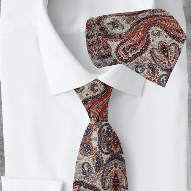 Exploded Paisley Pattern Floral Red Grey Tie (Creator Uploaded)