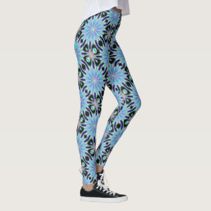 exploding blue stars black leggings
