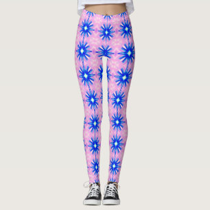 exploding blue stars pink leggings