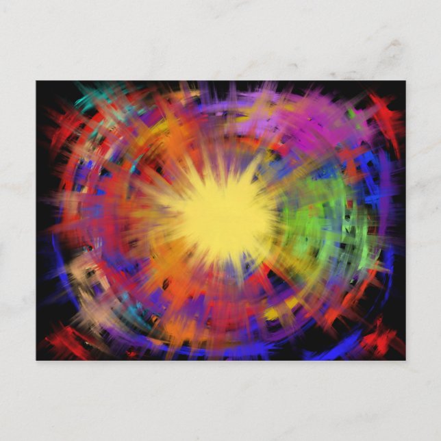 Exploding Colourful Starburst Christian Modern Art Postcard (Front)