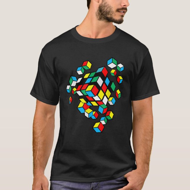 Exploding Competitive Puzzle Cube Speed Cubing Vin T-Shirt (Front)